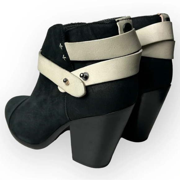 Rag & Bone Black  Two Tone Nubuck Belted Harrow Ankle Bootie 35 - Picture 4 of 10